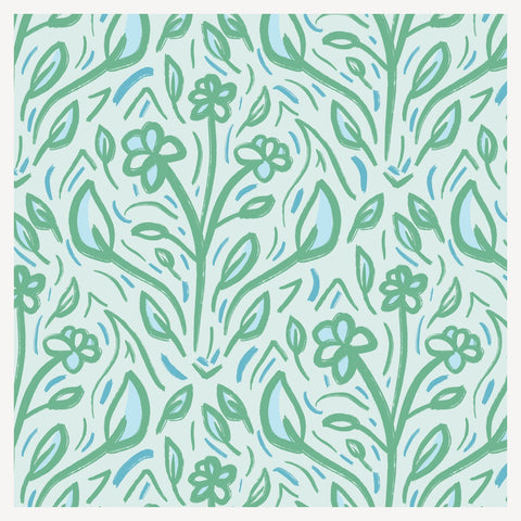 Teal Vine Damask