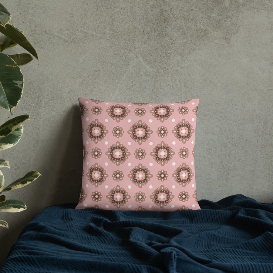 Mocha Medallion Throw Pillow mockup 1