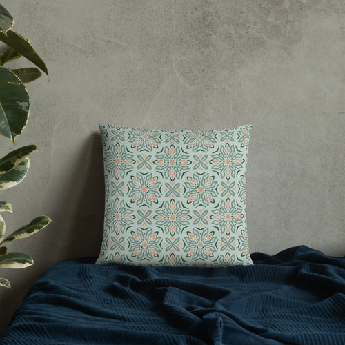 Mint Botanical Throw Pillow mockup 1 pattern preview