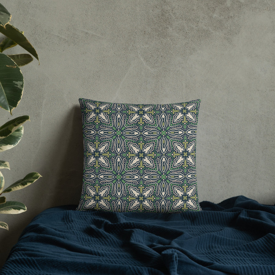 Midnight Folk Tile Throw Pillow mockup 1