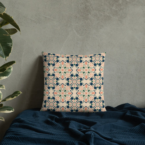 Garden Navy Throw Pillow mockup 1 pattern preview