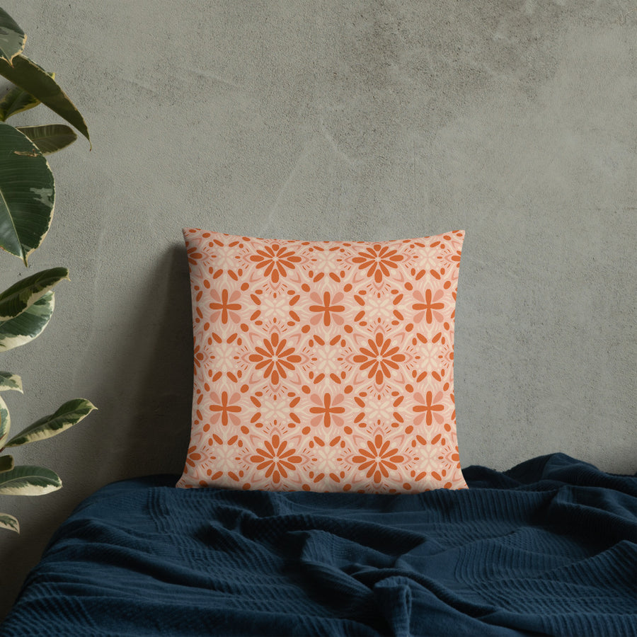 Peach Tonal Bloom Throw Pillow mockup 1