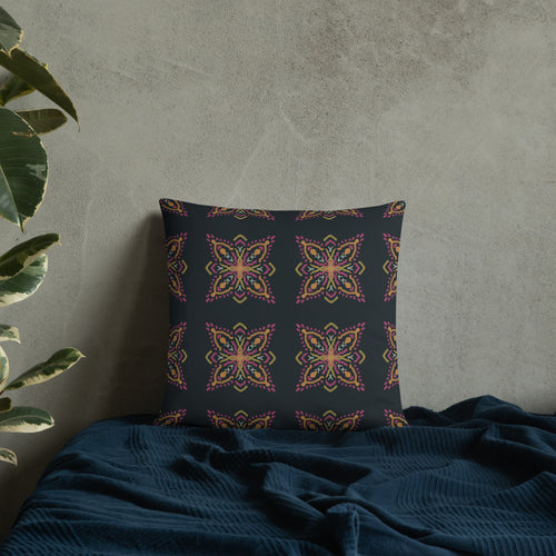 Golden Ikat Star Throw Pillow mockup 1 pattern preview
