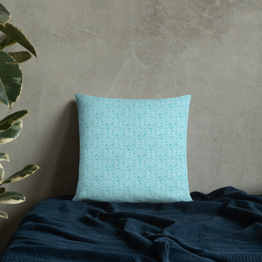 Aqua Vine Scatter Throw Pillow mockup 1