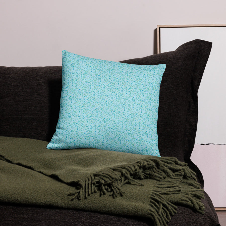 Aqua Vine Scatter Pillow Case mockup 1