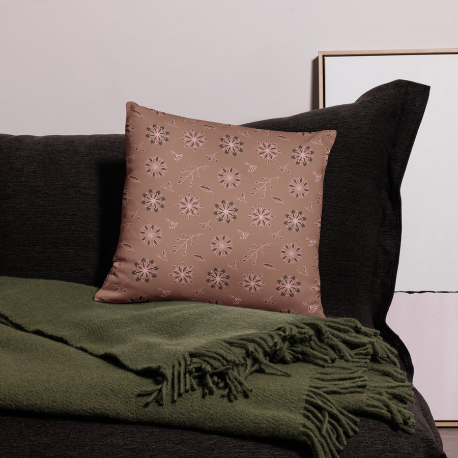 Mocha Botanical Pillow Case mockup 1