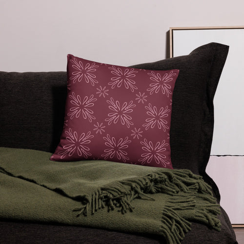 Burgundy Daisy Pillow Case mockup 1 pattern preview