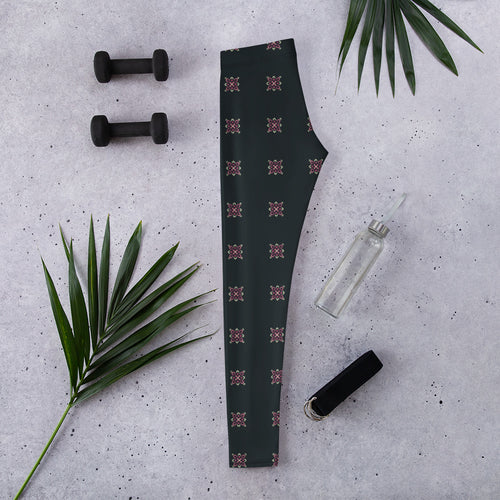 Pink Dot Flower AOP Leggings mockup 1 pattern preview