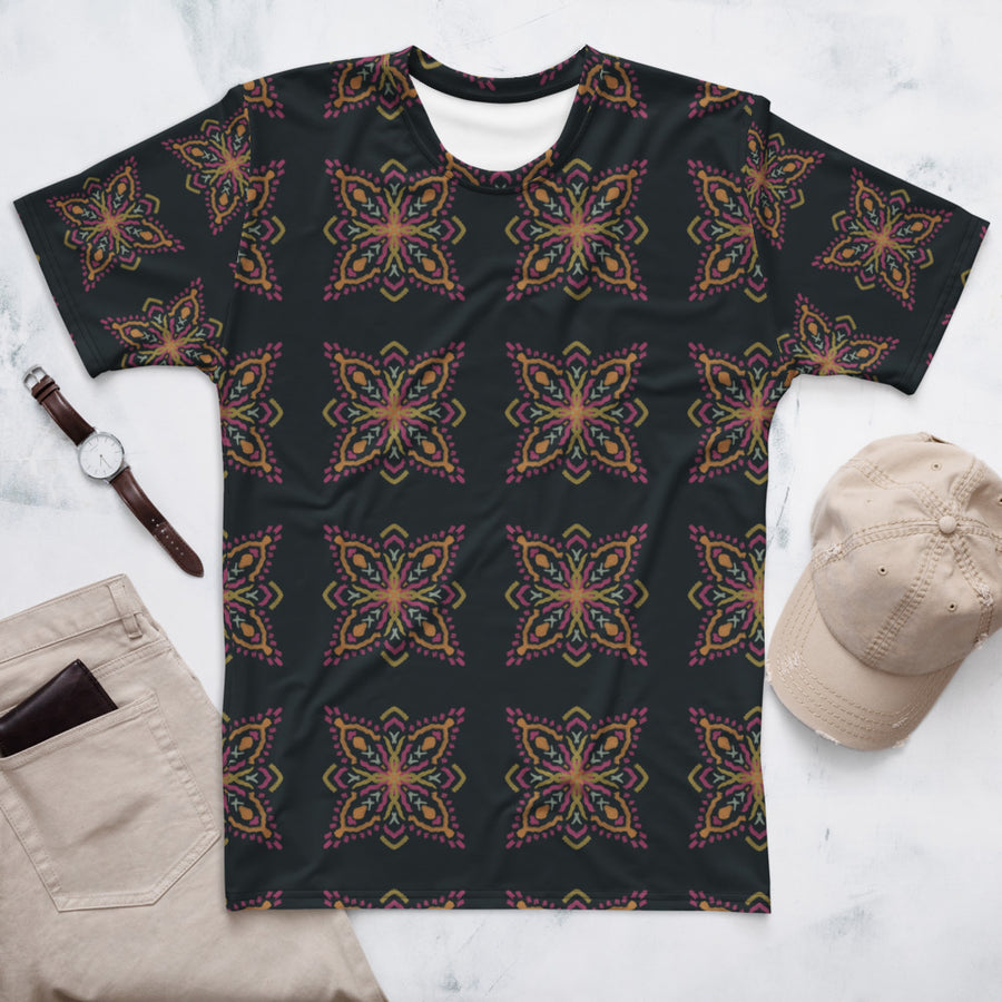 Golden Ikat Star AOP Men's T-Shirt mockup 1