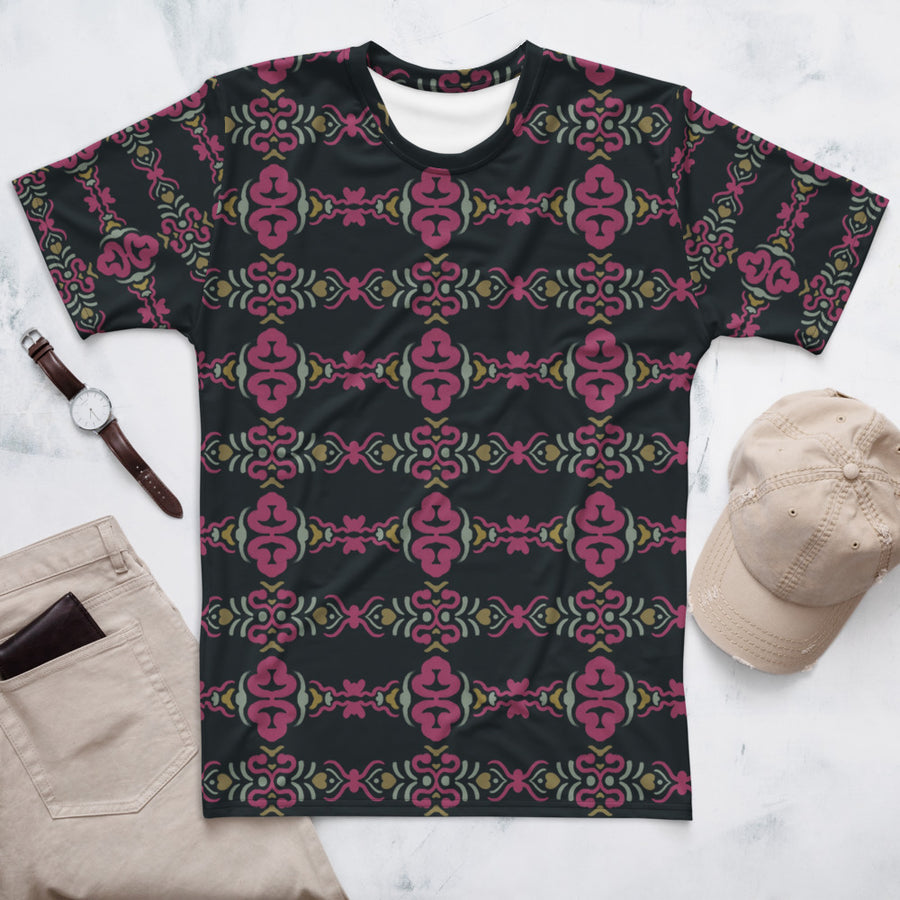 Magenta Baroque AOP Men's T-Shirt mockup 1