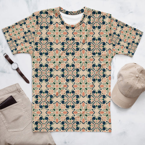 Garden Navy AOP Men's T-Shirt mockup 1 pattern preview