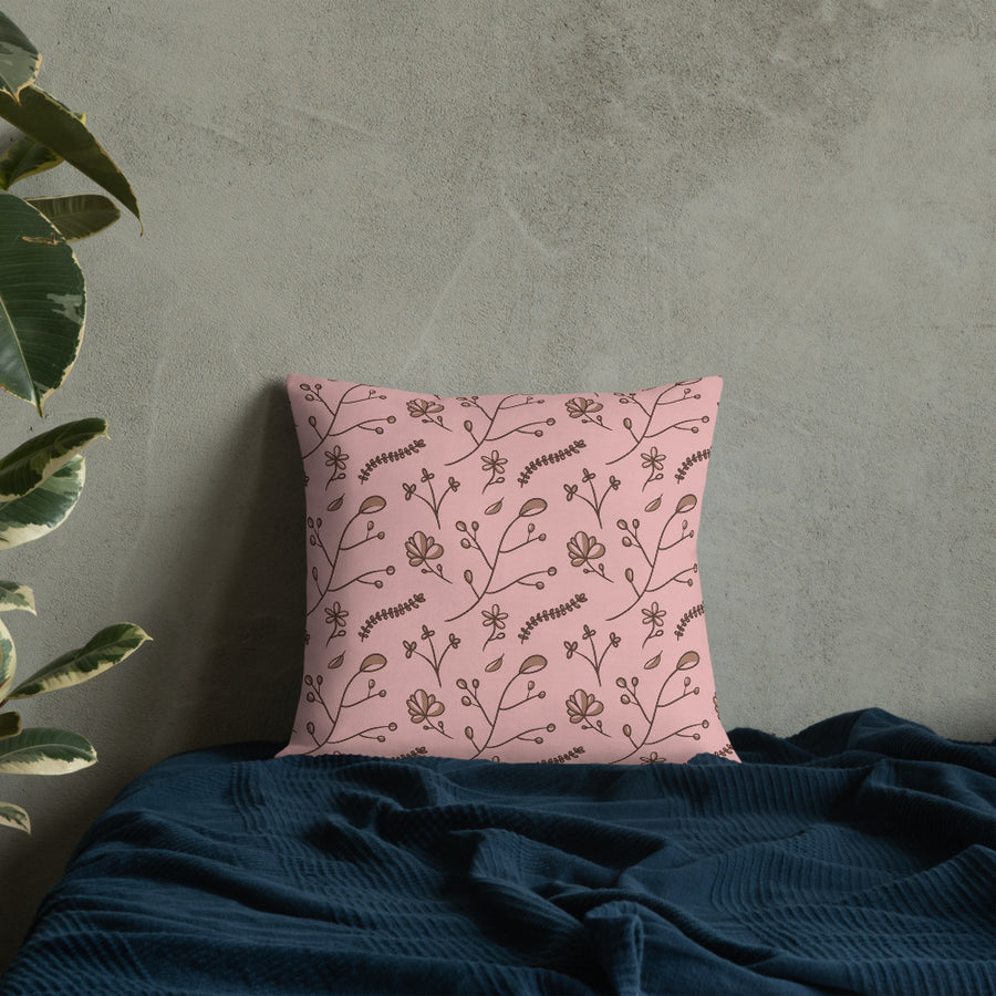 Mocha Sprig Premium Pillow mockup 1