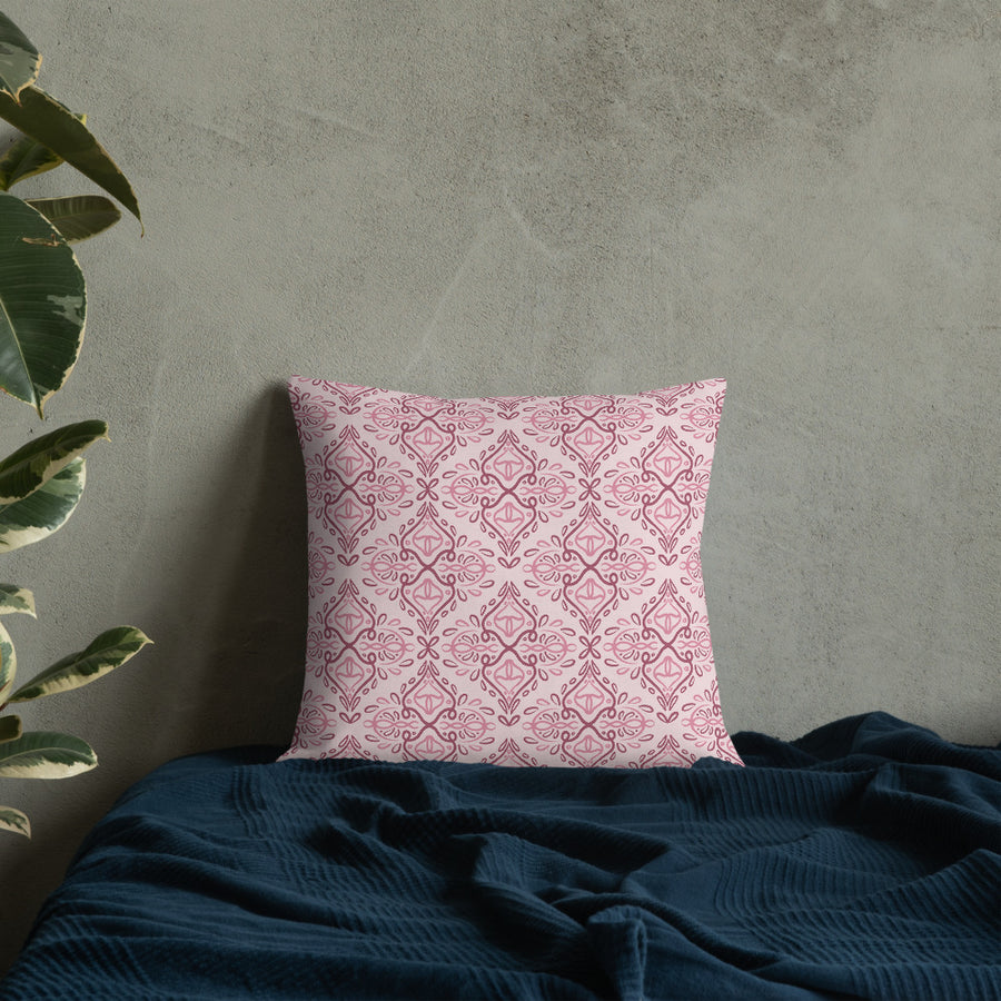 Rose Damask Premium Pillow mockup 1