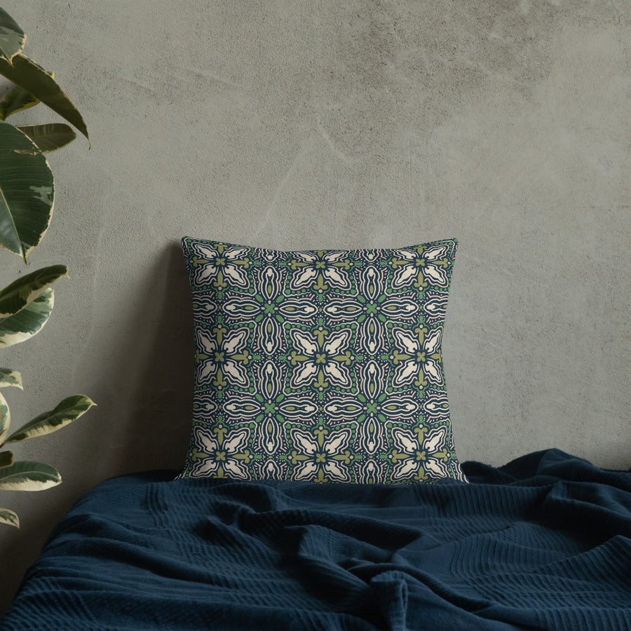 Midnight Folk Tile Premium Pillow mockup 1
