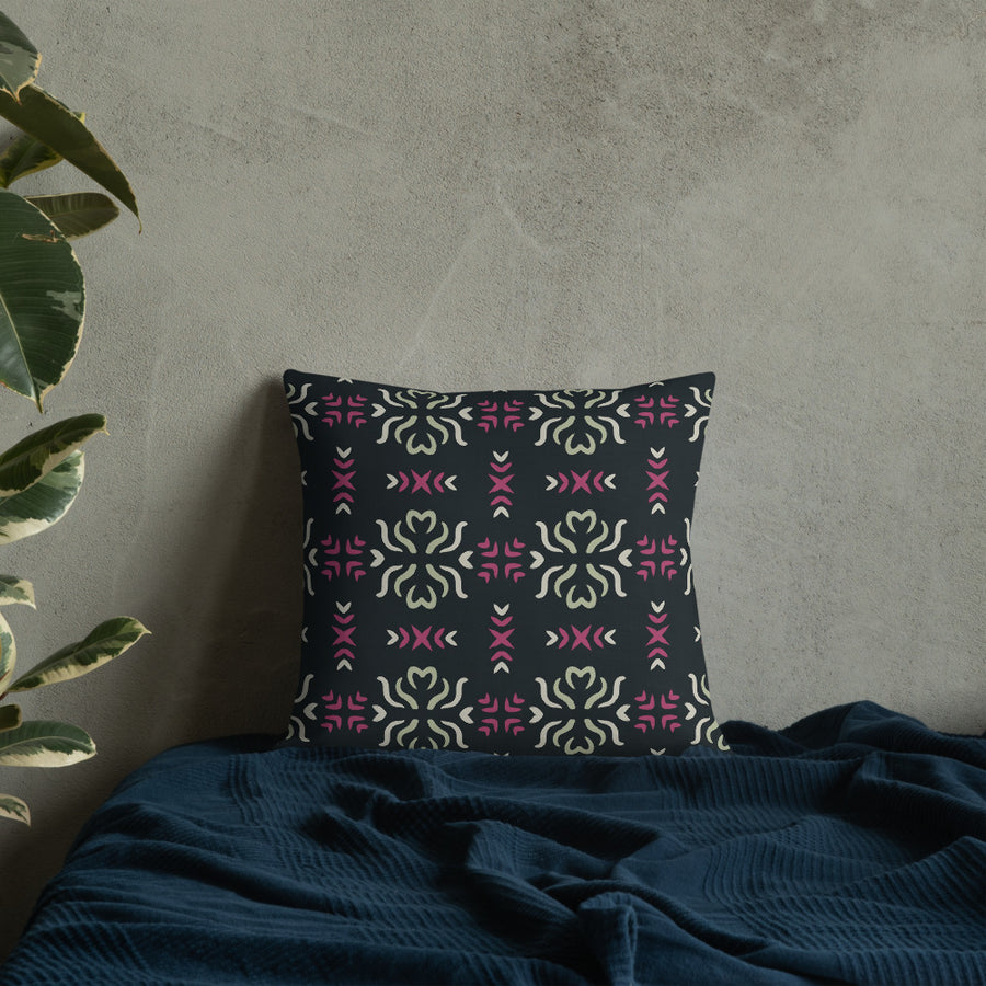 Sage Heart Cross Premium Pillow mockup 1