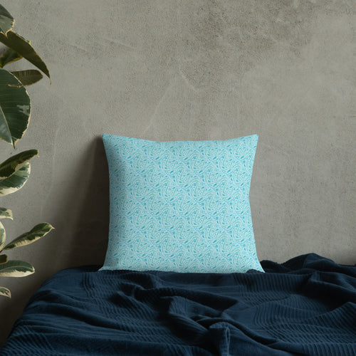 Aqua Vine Scatter Premium Pillow mockup 1 pattern preview