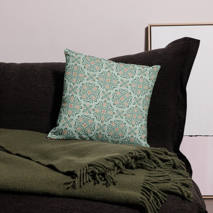 Mint Botanical Premium Pillow Case mockup 1