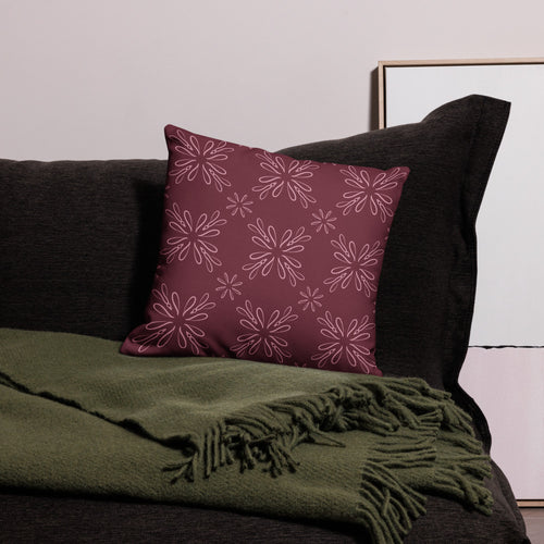 Burgundy Daisy Premium Pillow Case mockup 1 pattern preview