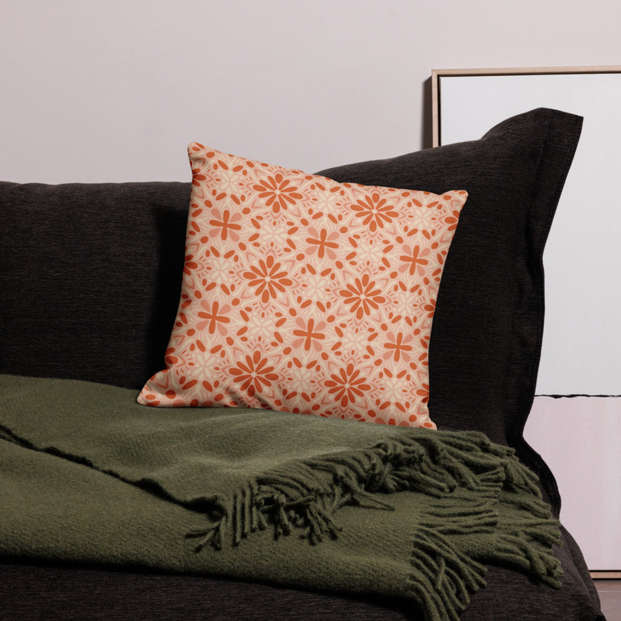 Peach Tonal Bloom Premium Pillow Case mockup 1