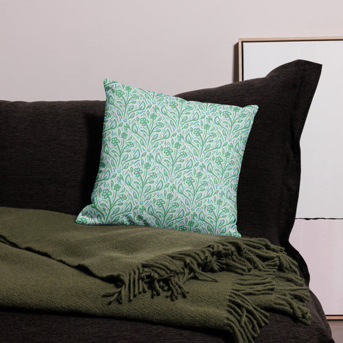 Teal Vine Damask Premium Pillow Case mockup 1 pattern preview