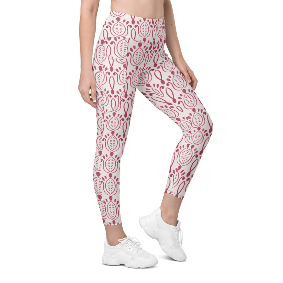 Alison Petal Throne AOP Recycled Leggings with Pockets mockup 1
