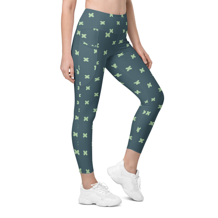 Coachella Butterfly Slate Mint AOP Recycled Leggings with Pockets mockup 1