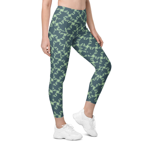 Coachella Wild Ones Slate Mint AOP Recycled Leggings with Pockets mockup 1 pattern preview