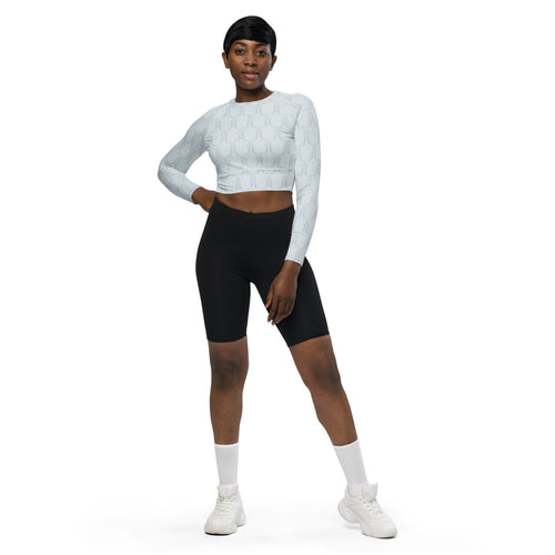 Misty Damsel Curtains Closed AOP Recycled Long Sleeve Crop Top mockup 1 pattern preview
