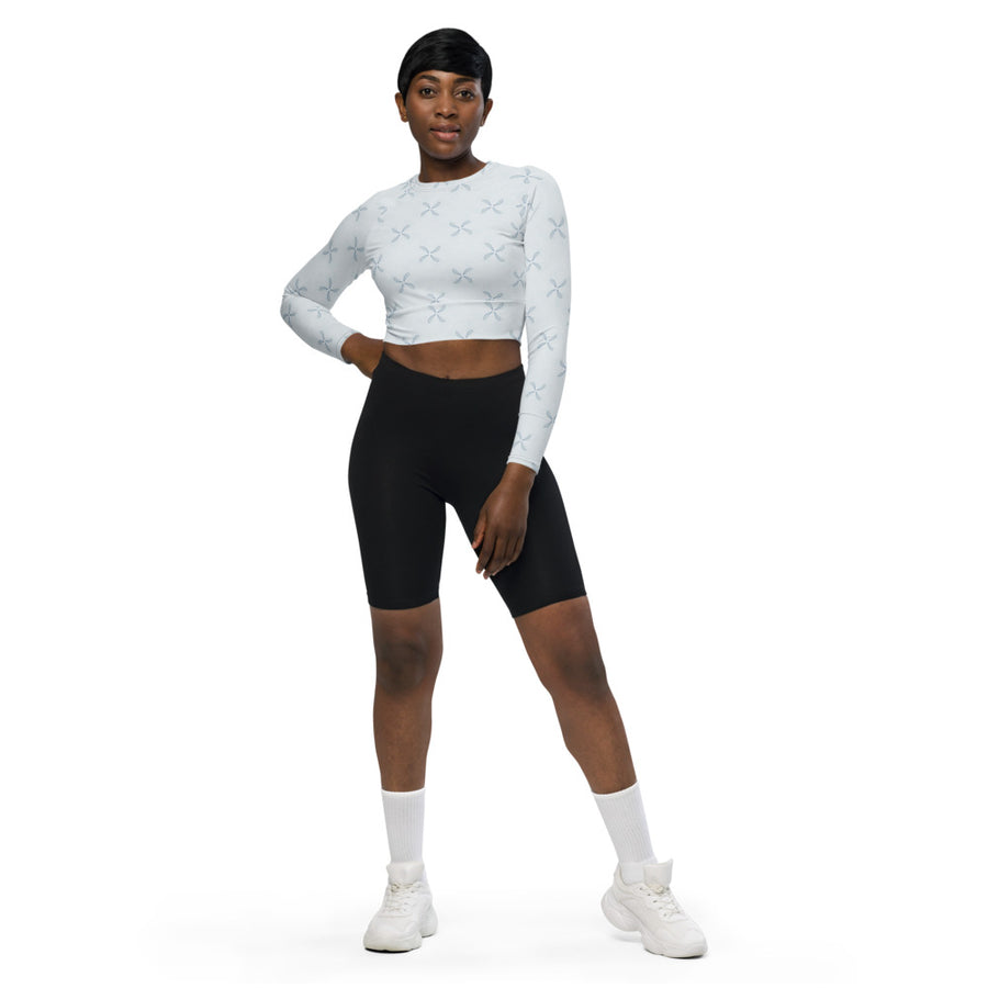 Misty Damsel Misty Meadow AOP Recycled Long Sleeve Crop Top mockup 1