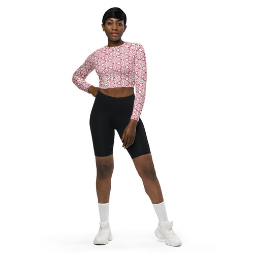 Alison Garden On Her Terms AOP Recycled Long Sleeve Crop Top mockup 1 pattern preview
