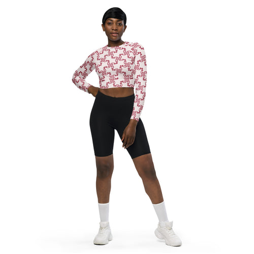 Alison Tangled Twirls AOP Recycled Long Sleeve Crop Top mockup 1 pattern preview