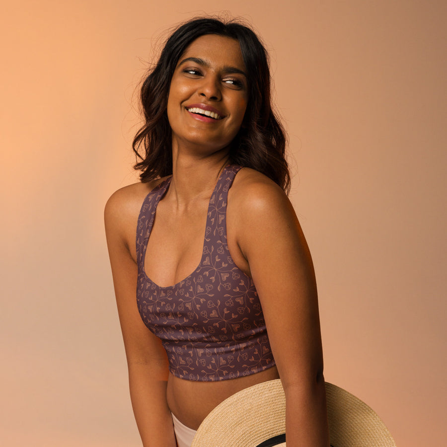 The Lovely Garden AOP Longline Sports Bra mockup 1