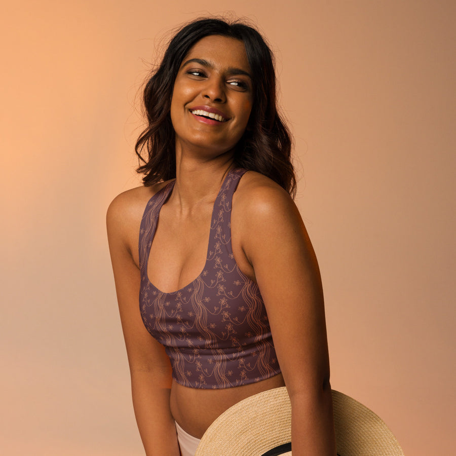 Wilderness Theatre AOP Longline Sports Bra mockup 1