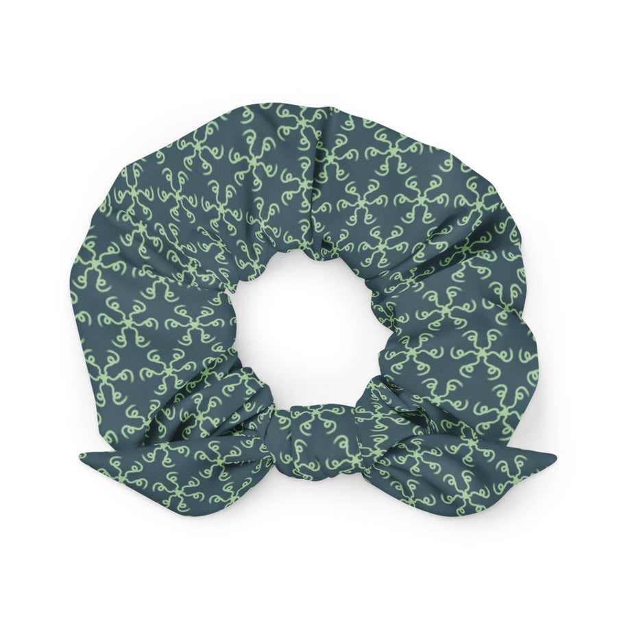 Coachella Spin Out Slate Mint AOP Recycled Scrunchie mockup 1