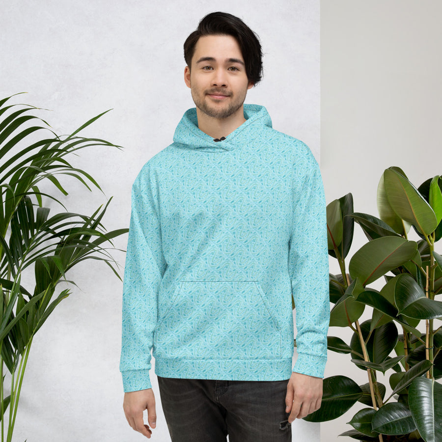 Aqua Vine Scatter AOP Hoodie mockup 1
