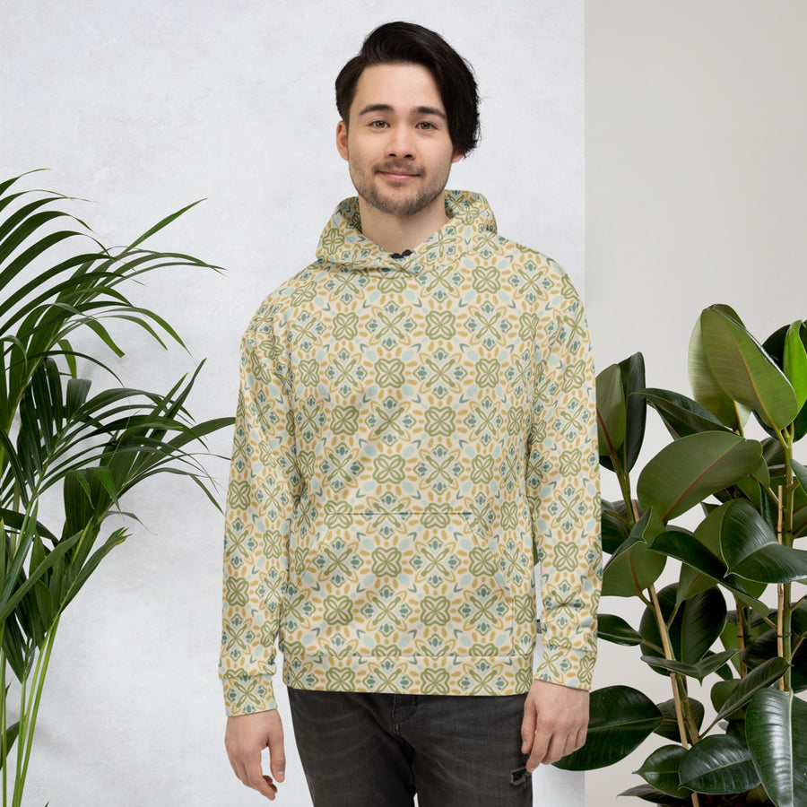 Garden Clover Cross AOP Hoodie mockup 1