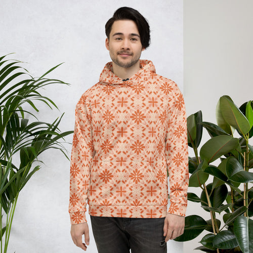 Peach Tonal Bloom AOP Hoodie mockup 1 pattern preview