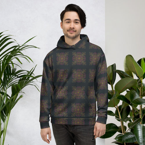 Disco Scrollwork AOP Hoodie mockup 1 pattern preview