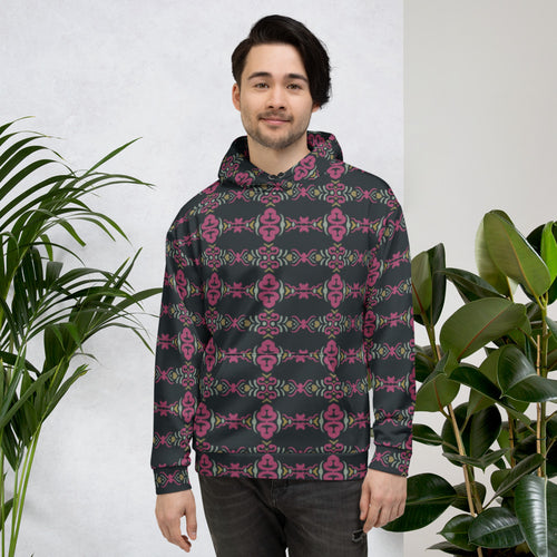 Magenta Baroque AOP Hoodie mockup 1 pattern preview
