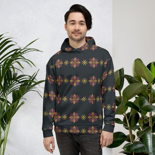 Disco Star Scatter AOP Hoodie mockup 1 pattern preview