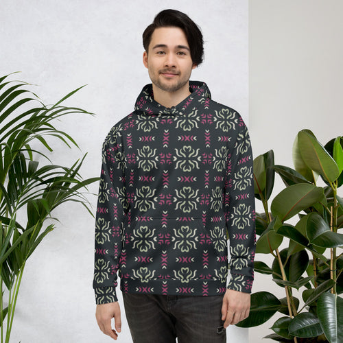 Sage Heart Cross AOP Hoodie mockup 1 pattern preview