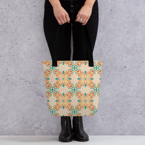 Citrus Tile Tote Bag mockup 1 pattern preview
