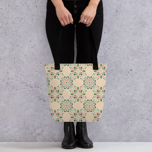 Rose Garden Tile Tote Bag mockup 1 pattern preview