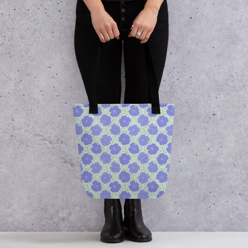 Periwinkle Poppy Vine Tote Bag mockup 1 pattern preview