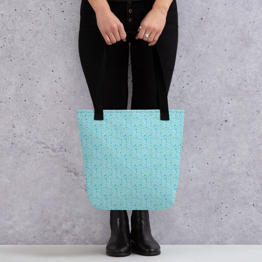 Aqua Vine Scatter Tote Bag mockup 1
