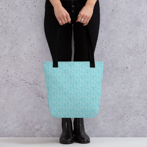 Aqua Vine Scatter Tote Bag mockup 1 pattern preview
