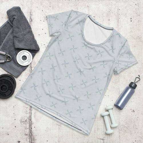 Misty Damsel Misty Meadow AOP Women's Athletic T-Shirt mockup 1 pattern preview