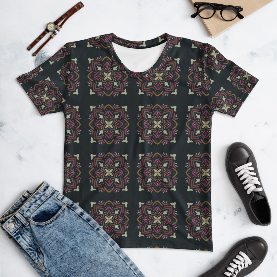 Jewel Ikat AOP Women's T-Shirt mockup 1