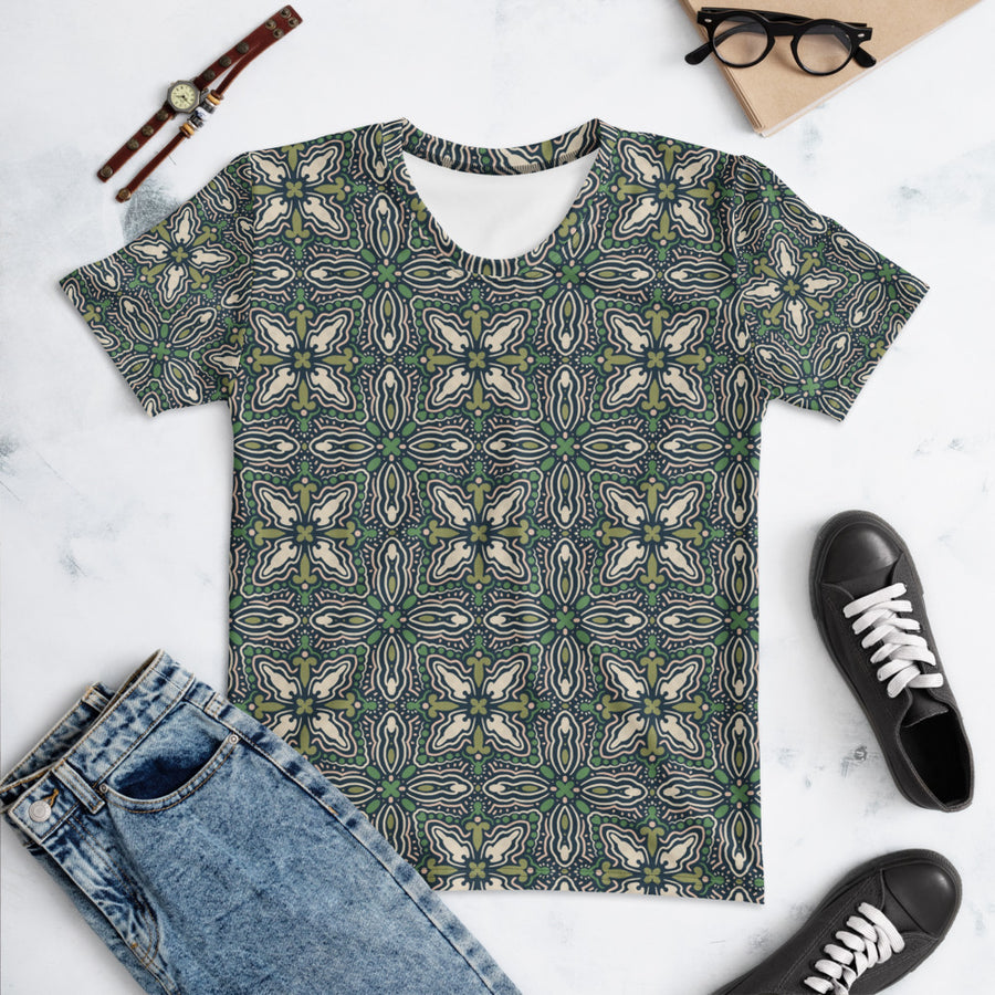 Midnight Folk Tile AOP Women's T-Shirt mockup 1