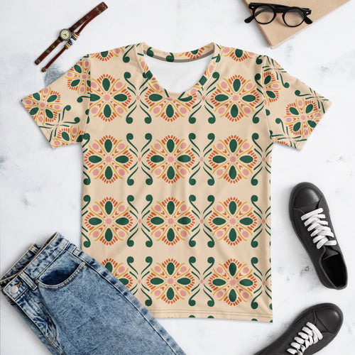 Forest Butterfly Tile AOP Women's T-Shirt mockup 1 pattern preview